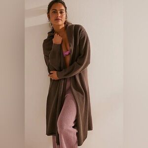Free People Beach Hailee Convertible Cardigan - Minked brown open front relaxed